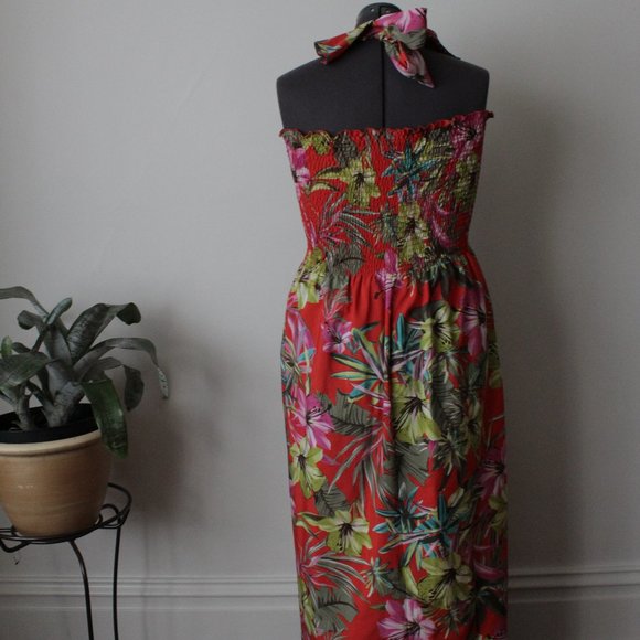 Tropical Halter Maxi Dress Petite XL - Picture 4 of 4